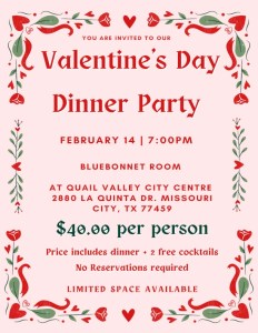 Valentines day dinner Missouri City 2023
