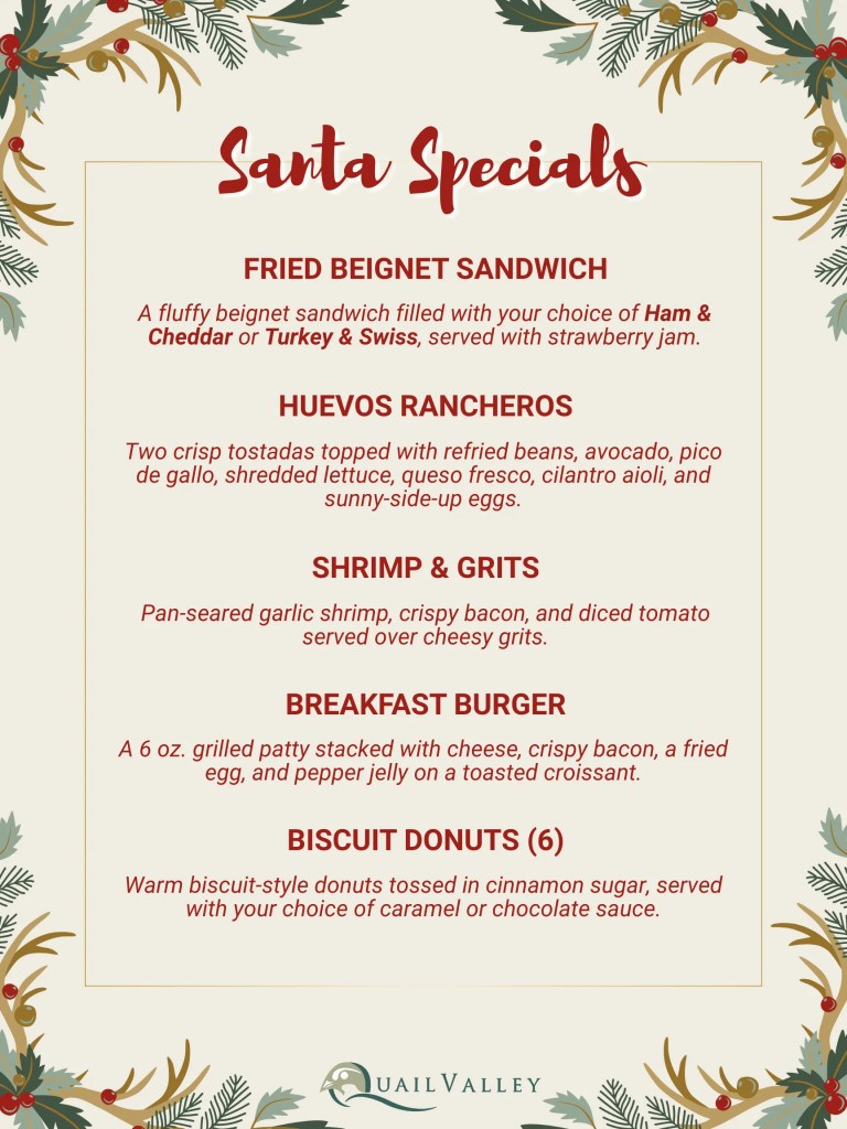 Santa Breakfast Specials 2025
