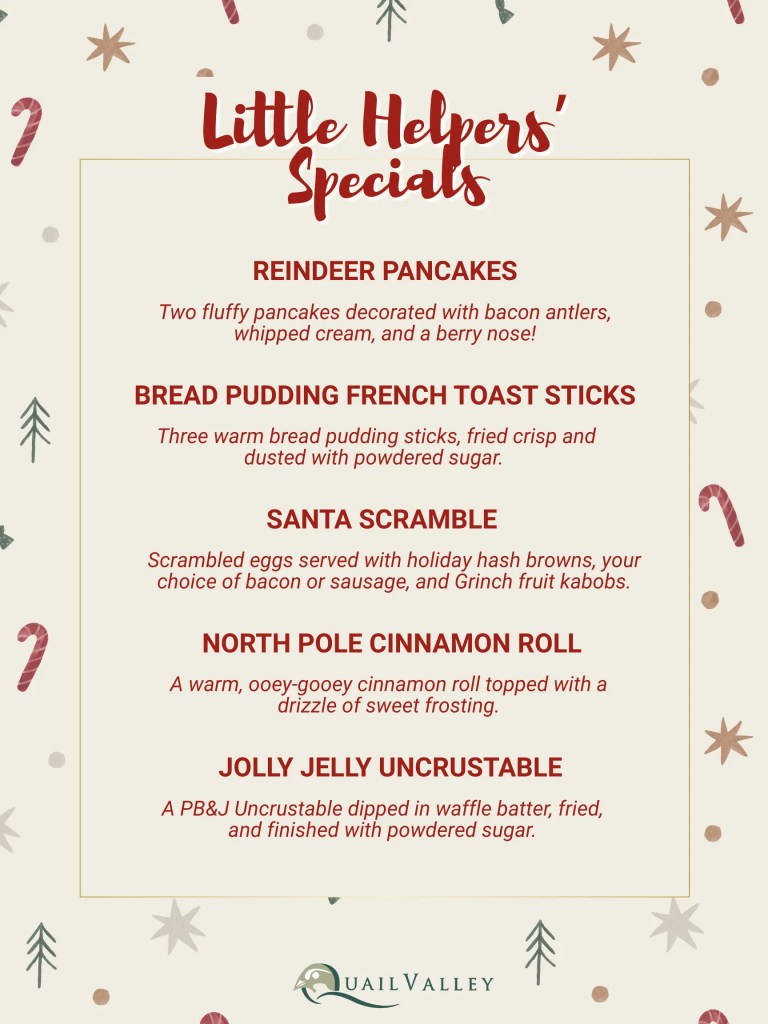Santa Helpers Breakfast Specials 2025